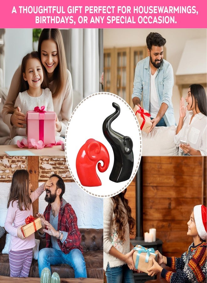 Rousrie Elephant Family Showpiece, Ceramic Gloss Finish Auspicious Figurines for Living Room, Office, Bedroom (Set of 2) - Image 4
